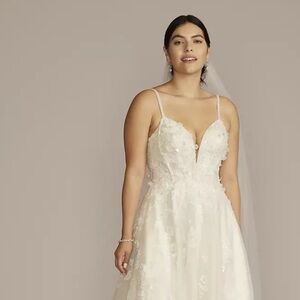 Oleg Cassini Ivory Floral Wedding Gown